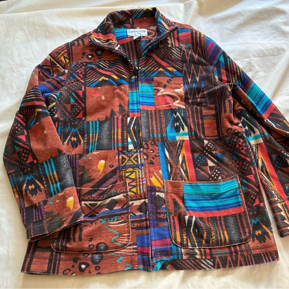 Chico's Jackets & Blazers - Chico's Multicolor Geometric Shirt Jacket